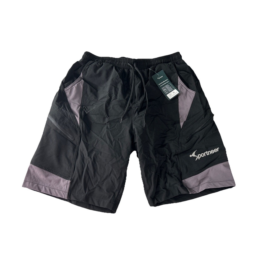 Sportneer Men’s Mountain Bike Shorts XL 30 Black Gray Padded Interior Biking